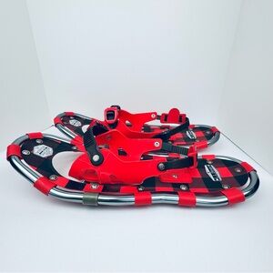 L.L.Bean Winter Walker snowshoes, kids size. Red/ black plaid pattern.